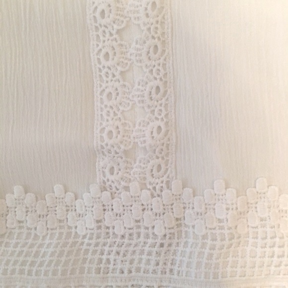 LC LAUREN CONRAD Bright White Drop Waist Lace Trim Shift Dress Medium - Picture 5 of 5